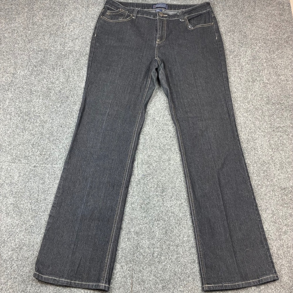 Baccini Womens Dark Wash Straight Leg Embroidered Pocket Denim Jeans Size 12